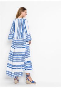 Długa sukienka bonprix biało-niebieski lodowy wzorzysty. Kolor: biały. Długość: maxi #5