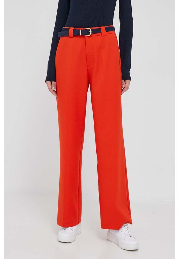Rich & Royal spodnie damskie kolor pomarańczowy proste high waist. Stan: podwyższony. Kolor: pomarańczowy. Materiał: materiał, wiskoza
