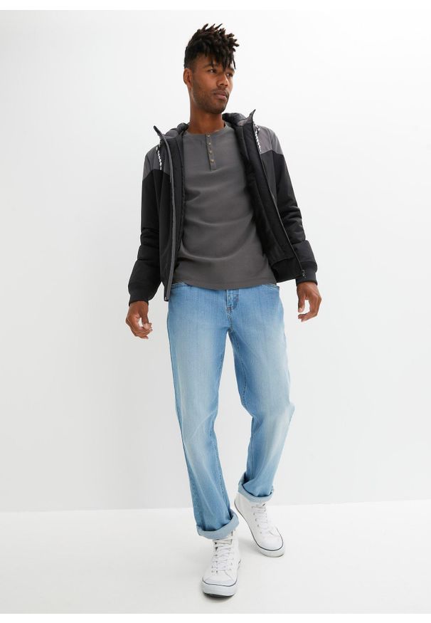 bonprix - Shirt z dekoltem henley, długi rękaw. Typ kołnierza: typu henley. Kolor: szary. Długość rękawa: długi rękaw. Długość: długie