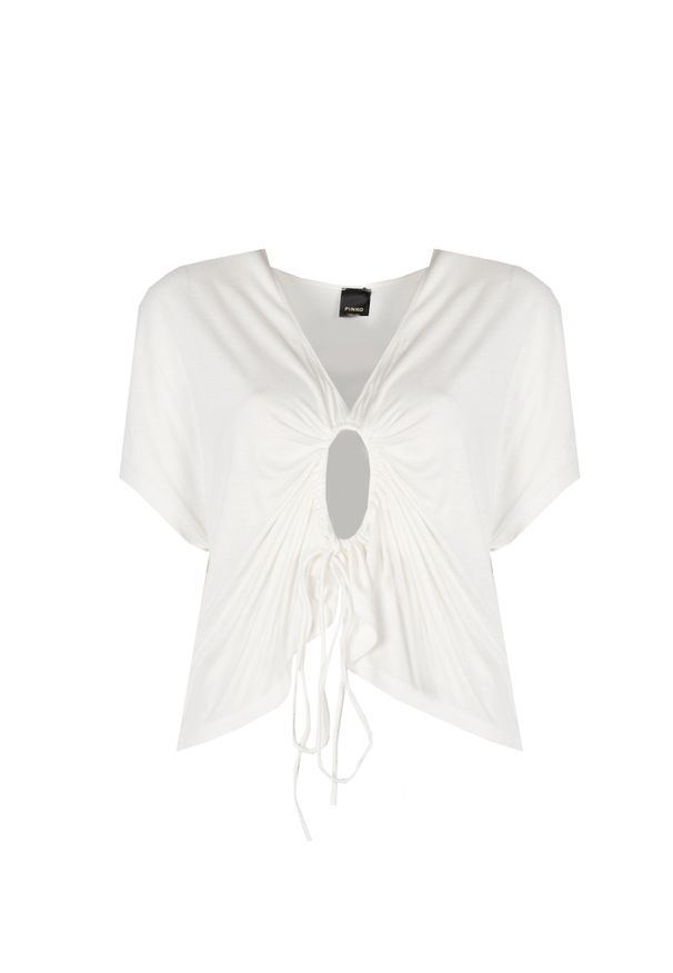 Pinko Top "Vaduz" | 102270 A1C4 | Kobieta | Biały. Okazja: na co dzień. Kolor: biały. Materiał: wiskoza. Długość rękawa: krótki rękaw. Długość: krótkie. Sezon: lato. Styl: casual