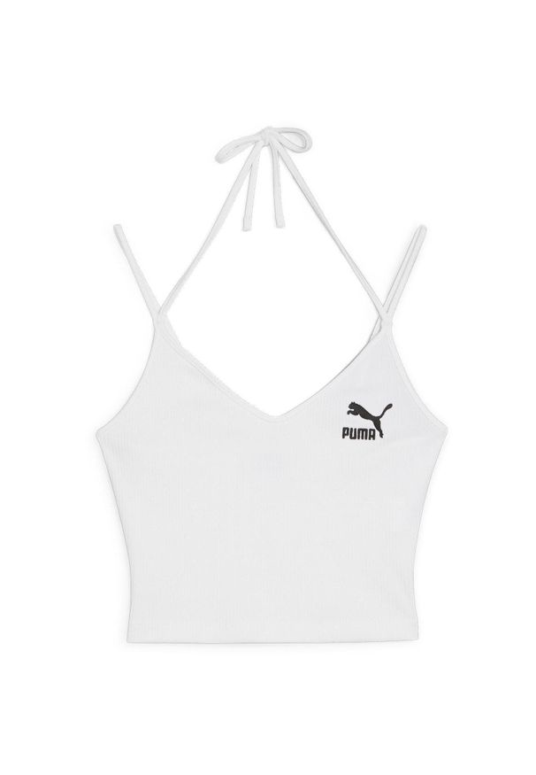 Podkoszulek Puma Classics Ribbed Crop Top, Kobiety. Kolor: biały. Materiał: materiał, bawełna. Sport: fitness