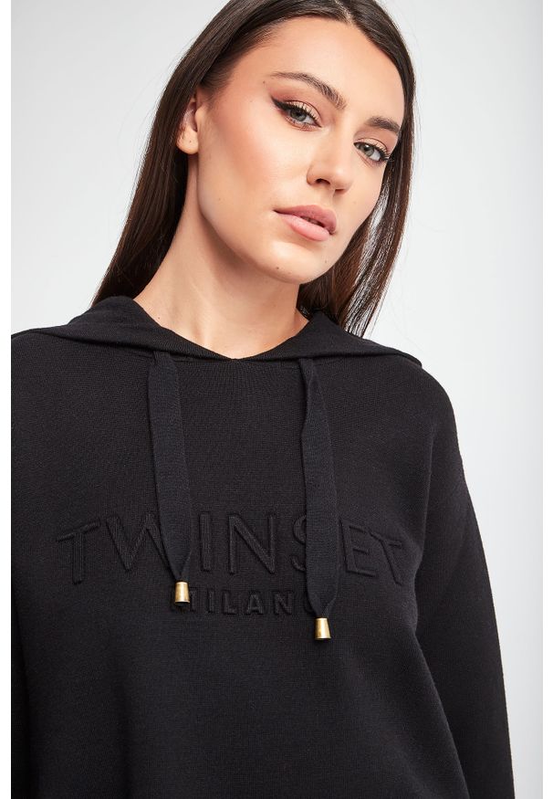Twinset Milano - SWETER TWINSET. Typ kołnierza: kaptur. Materiał: materiał. Długość rękawa: długi rękaw. Długość: długie