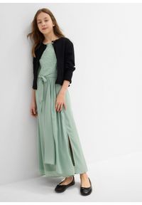bonprix - Sukienka maxi z cekinami. Kolor: zielony. Styl: elegancki. Długość: maxi