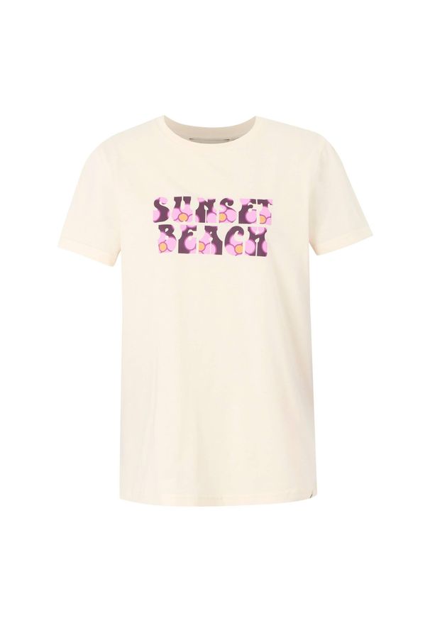 Regatta - T-shirt Damski Napisy Orla Kiely. Kolor: wielokolorowy, beżowy, zielony. Wzór: napisy