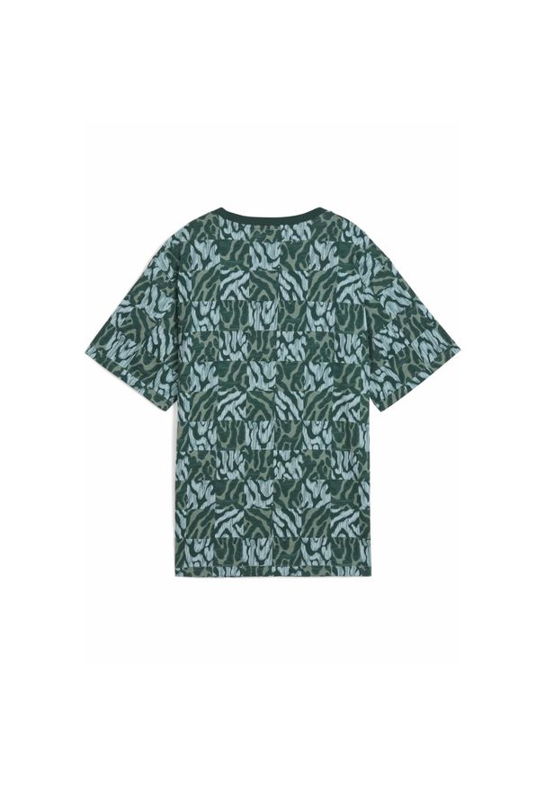 Puma Koszulka Ess Graphic Relaxed Aop 68507030. Kolor: zielony. Materiał: guma. Wzór: nadruk