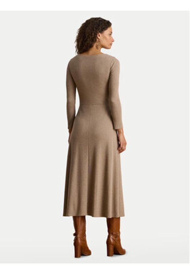 Lauren Ralph Lauren - LAUREN RALPH LAUREN Sukienka dzianinowa 200980038001 Beżowy Slim Fit. Kolor: beżowy. Materiał: bawełna