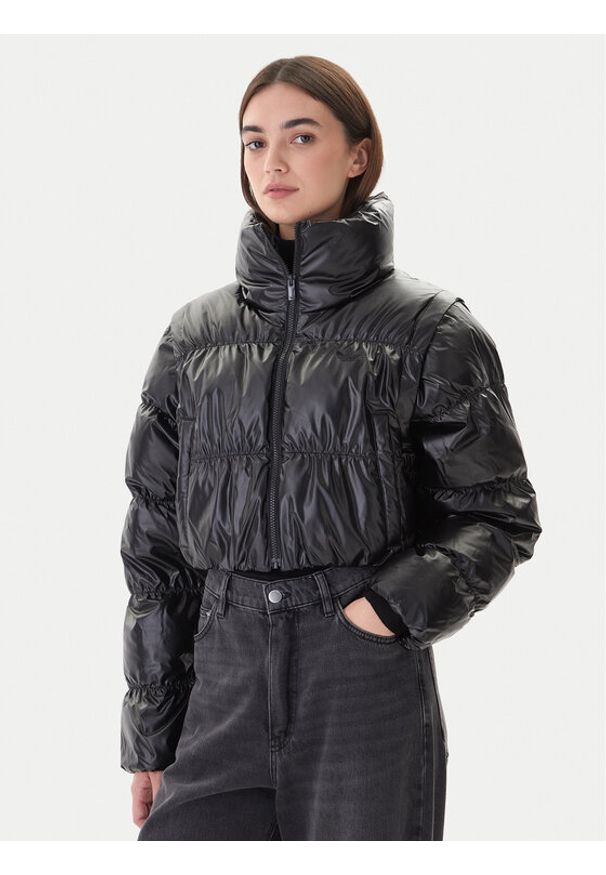 Adidas - adidas Kurtka zimowa Essentials Glossy 2-In-1 JX2988 Czarny Loose Fit. Kolor: czarny. Materiał: syntetyk. Sezon: zima