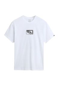 Koszulka Vans Tech Box VN000G5NWHT1 - biała. Kolor: biały. Materiał: bawełna, materiał. Długość rękawa: krótki rękaw. Długość: krótkie. Wzór: aplikacja