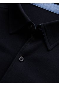 Ombre Clothing - Koszula dzianinowa męska SLIM FIT z długim rękawem – czarna V4 OM-SHCS-0177 - L. Kolor: czarny. Materiał: dzianina. Długość rękawa: długi rękaw. Długość: długie #3
