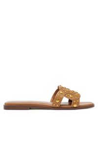 TwinSet - TWINSET Klapki 251TGT072 Brązowy. Kolor: brązowy. Materiał: skóra