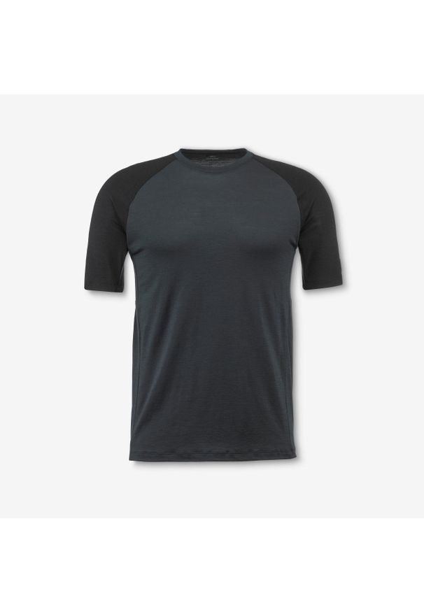 FORCLAZ - Koszulka męska trekkingowa z krótkim rękawem Simond Merino Resist. Kolor: czarny, szary, wielokolorowy. Materiał: wełna, poliamid, materiał. Długość rękawa: krótki rękaw. Długość: krótkie. Sport: turystyka piesza