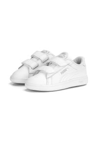 Puma - Niemowlęce skórzane sneakersy Smash 3.0 V PUMA. Kolor: biały, szary, wielokolorowy. Materiał: skóra. Sport: turystyka piesza