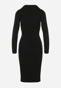 Born2be - Czarna Sukienka Dzianinowa Dopasowana Morttina. Okazja: na co dzień. Kolor: czarny. Materiał: dzianina. Długość rękawa: długi rękaw. Typ sukienki: proste. Styl: klasyczny, casual, elegancki. Długość: midi #2