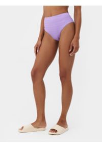 4f - Dół od bikini z materiałów z recyklingu damski. Stan: podwyższony. Kolor: fioletowy. Materiał: materiał #2