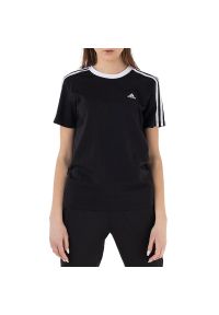 Adidas - Koszulka adidas Essentials 3-Stripes GS1379 - czarna. Kolor: czarny. Materiał: bawełna. Długość rękawa: krótki rękaw. Długość: krótkie. Wzór: paski #1