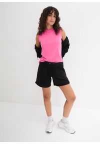 bonprix - Szorty dresowe z czystej bawełny. Kolor: czarny. Materiał: bawełna, dresówka #3