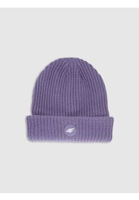 4f - 4F Czapka beanie dziewczęca - fioletowa Uniwersalny. Kolor: fioletowy. Materiał: syntetyk. Sezon: zima. Styl: klasyczny, casual