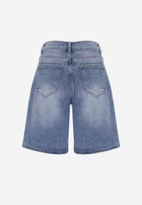 Renee - Niebieskie Szorty Jeansowe z Bawełny Jorts High Waist Sirenora. Okazja: na imprezę, na co dzień. Stan: podwyższony. Kolekcja: plus size. Kolor: niebieski. Materiał: jeans, bawełna. Sezon: lato. Styl: casual #5