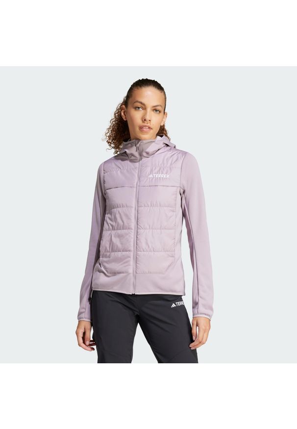 Adidas - Kurtka Terrex Multi Hybrid Insulated Hooded. Kolor: różowy, wielokolorowy, fioletowy. Materiał: polar, materiał
