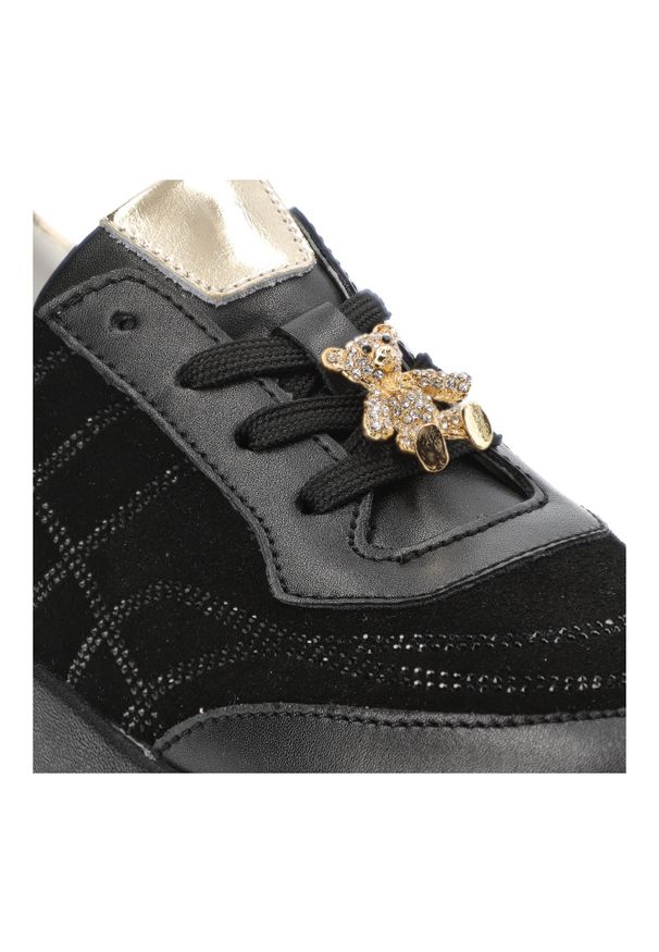 Czarne Sneakersy Artiker Modne Obuwie Damskie Z Misiem. Okazja: na co dzień. Kolor: czarny. Materiał: skóra, zamsz. Styl: klasyczny, casual