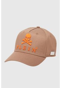 Philipp Plein - PHILIPP PLEIN Brązowa czapka z daszkiem Skull&Bones. Kolor: brązowy. Wzór: haft