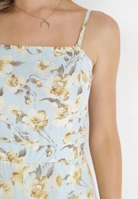 Born2be - Jasnoniebieska Sukienka Maxi na Regulowanych Ramiączkach z Rozcięciem na Dole Alasima. Kolor: niebieski. Długość rękawa: na ramiączkach. Długość: maxi #4