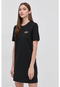 Love Moschino Sukienka kolor czarny mini prosta. Okazja: na co dzień. Kolor: czarny. Materiał: dzianina. Długość rękawa: krótki rękaw. Typ sukienki: proste. Styl: casual. Długość: mini #5