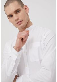Jack & Jones koszula bawełniana męska kolor biały regular ze stójką. Typ kołnierza: kołnierzyk stójkowy. Kolor: biały. Materiał: bawełna. Wzór: gładki #3