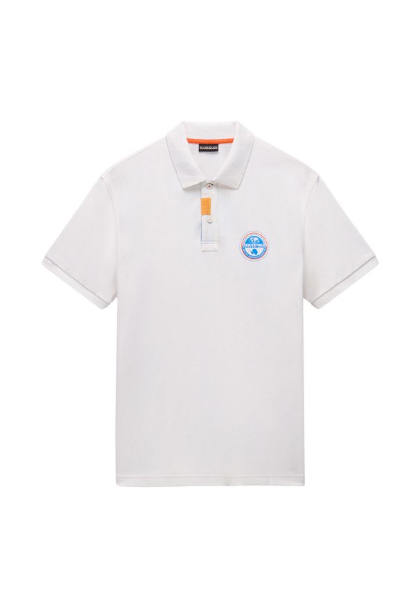 Koszulka polo męska Napapijri E-Clanis. Typ kołnierza: polo. Kolor: biały