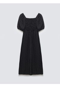 Big-Star - Sukienka damska midi z wiskozy w kropki czarna Sotini 906. Okazja: na wesele, na ślub cywilny. Typ kołnierza: dekolt w karo. Kolor: czarny. Materiał: wiskoza. Wzór: kropki. Sezon: lato. Styl: klasyczny. Długość: midi #5