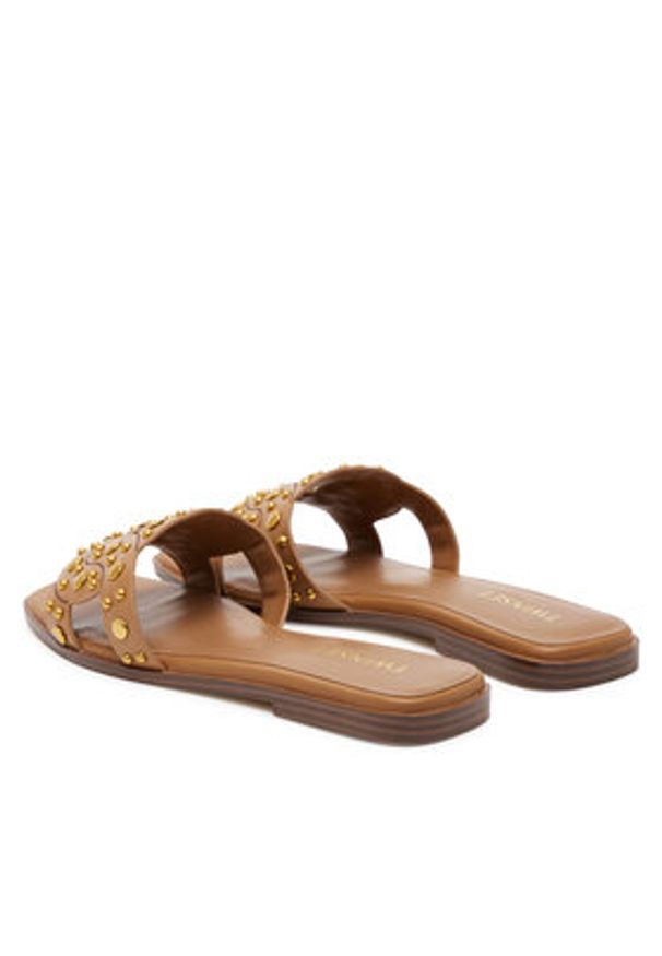 TwinSet - TWINSET Klapki 251TGT072 Brązowy. Kolor: brązowy. Materiał: skóra