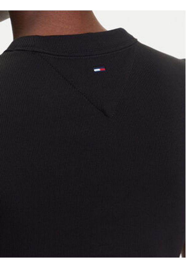 Tommy Jeans T-Shirt Script Label DW0DW21402 Czarny Slim Fit. Kolor: czarny. Materiał: bawełna