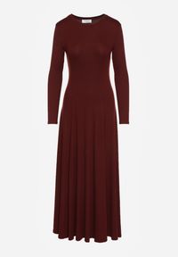 Renee - Bordowa Rozkloszowana Sukienka z Bawełny Tusmala. Okazja: na co dzień. Kolor: czerwony. Materiał: bawełna. Typ sukienki: proste. Styl: casual, elegancki #6