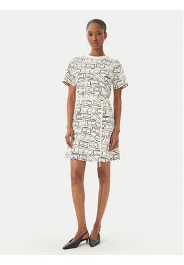 TOMMY HILFIGER - Tommy Hilfiger Sukienka codzienna WW0WW49772 Beżowy jasny Regular Fit. Okazja: na co dzień. Kolor: beżowy. Materiał: bawełna. Typ sukienki: proste. Styl: casual