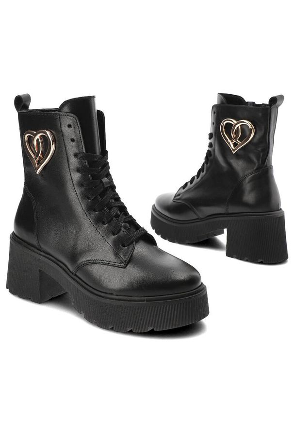 Czarne Botki Armodo Damskie Buty Na Obcasie. Kolor: czarny. Materiał: materiał, skóra. Obcas: na obcasie. Styl: elegancki. Wysokość obcasa: średni