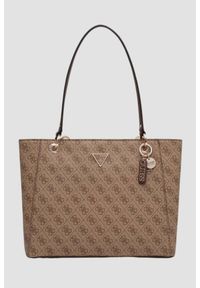 Guess - GUESS Brązowa shopperka damska Noelle Tote. Kolor: brązowy. Materiał: skórzane