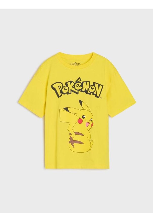 Sinsay - Koszulka z nadrukiem Pokemon - żółty. Kolor: żółty. Wzór: nadruk