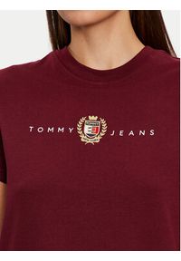 Tommy Jeans T-Shirt Crest Linear DW0DW18795 Bordowy Regular Fit. Kolor: czerwony. Materiał: bawełna #3