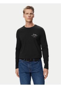 TOMMY HILFIGER - Tommy Hilfiger Longsleeve Script Stack MW0MW43225 Czarny Regular Fit. Kolor: czarny. Materiał: bawełna. Długość rękawa: długi rękaw #1