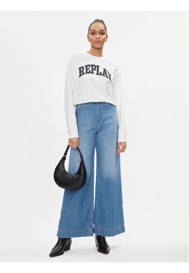 Replay Bluza W3104.000.23591 Biały Regular Fit. Kolor: biały. Materiał: bawełna