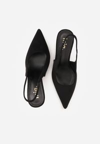 Renee - Czarne Sandały Slingback na Szpilce z Imitacji Zamszu Carilona. Zapięcie: bez zapięcia. Kolor: czarny. Materiał: zamsz. Sezon: lato. Obcas: na szpilce. Wysokość obcasa: średni #9