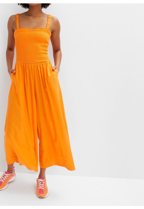 bonprix - Kombinezon z lejącej wiskozy. Kolor: pomarańczowy. Materiał: wiskoza. Sezon: lato