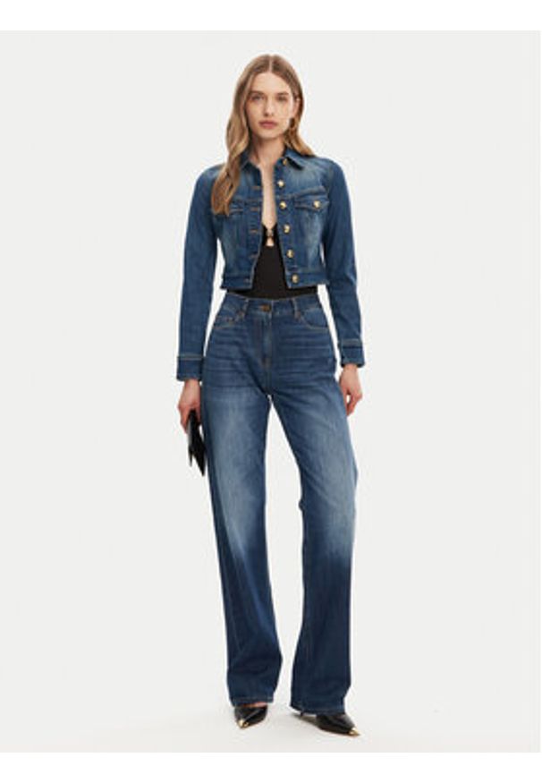 Elisabetta Franchi Kurtka jeansowa BJ-37I-51E2-V620 Niebieski Regular Fit. Kolor: niebieski. Materiał: bawełna