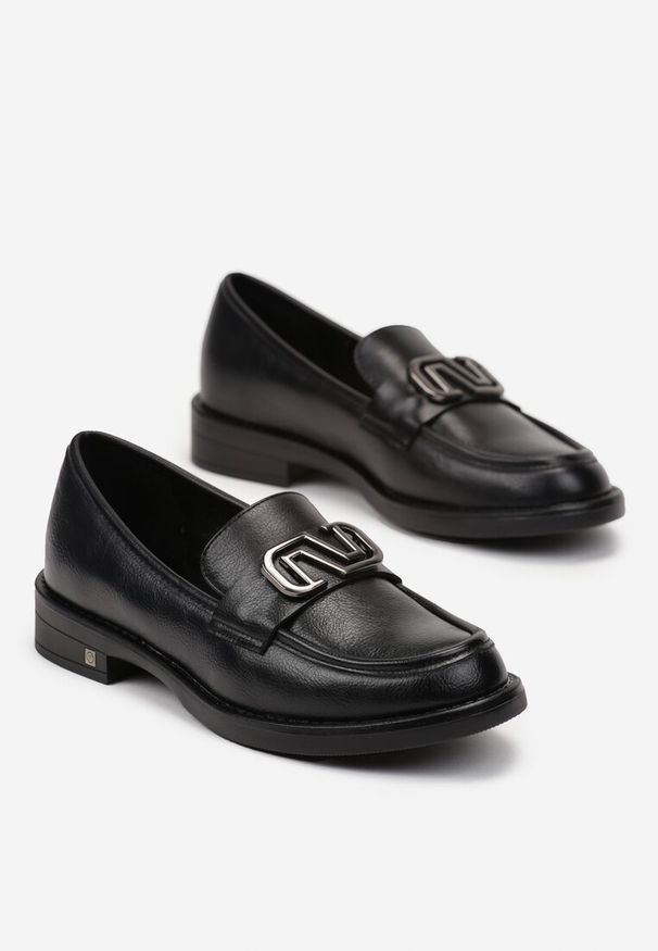 Renee - Czarne Mokasyny z Klamerką i Wkładką ze Skóry Naturalnej Zephysa. Kolor: czarny. Materiał: skóra. Styl: elegancki