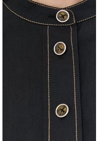 TwinSet - Twinset koszula bawełniana damska kolor czarny relaxed. Kolor: czarny. Materiał: bawełna. Długość rękawa: krótki rękaw. Długość: krótkie. Wzór: haft #2