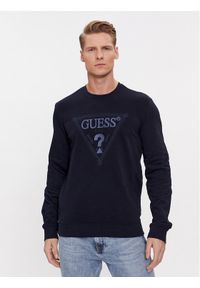 Guess Bluza Stitched M4RQ15 KBK32 Granatowy Regular Fit. Kolor: niebieski. Materiał: bawełna