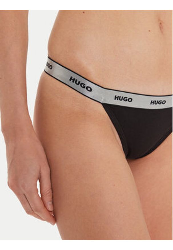 Hugo Komplet 3 par stringów 50527212 Czarny. Kolor: czarny. Materiał: bawełna