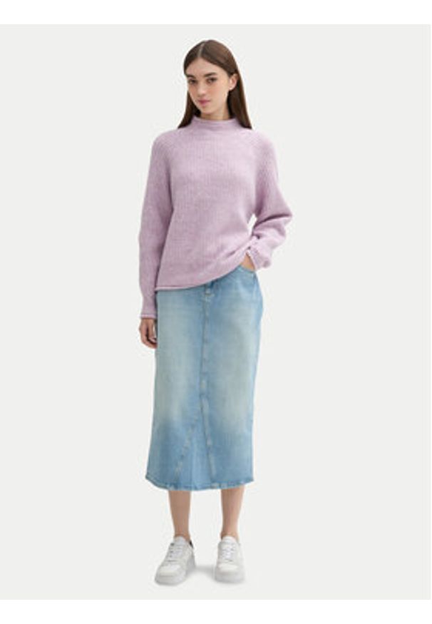 Tom Tailor Denim Golf 1043959 Różowy Relaxed Fit. Typ kołnierza: golf. Kolor: różowy. Materiał: syntetyk