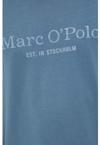 Marc O'Polo t-shirt bawełniany kolor granatowy z nadrukiem. Typ kołnierza: polo. Kolor: niebieski. Materiał: bawełna. Wzór: nadruk #3