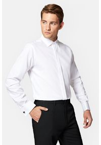 Lancerto - Koszula Biała Bawełniana na Spinkę Cobie. Kolor: biały. Materiał: bawełna #1